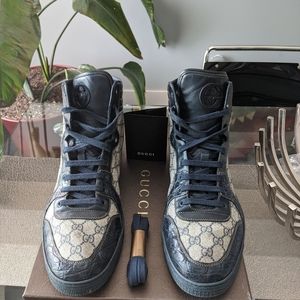 Gucci Caiman Alligator GG Plus High Top Sneaker
